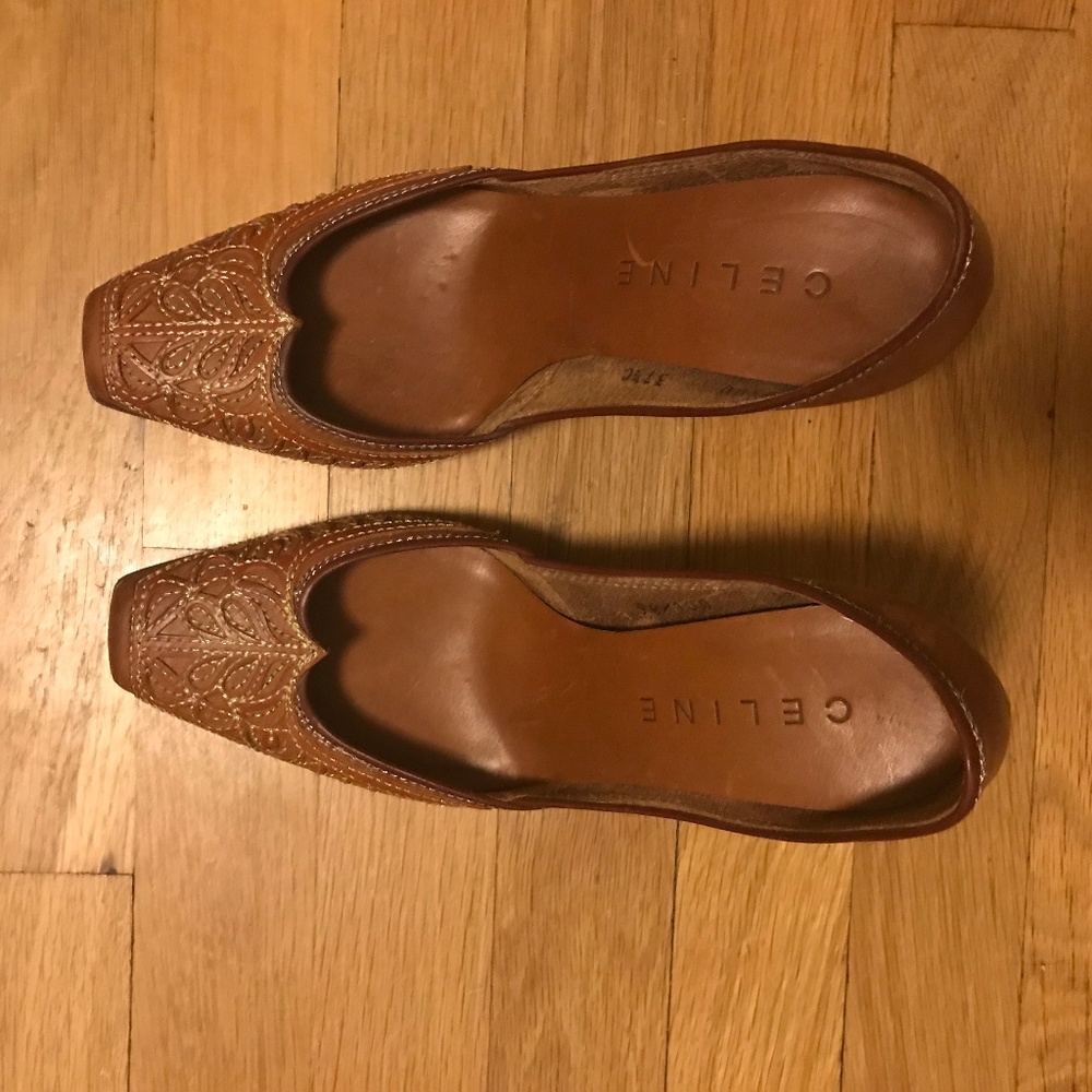 Vintage celine embroidered indian camel pumps